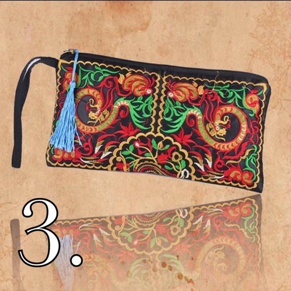 🔹 Embroidered Bohemian Clutch Bag. - Picture 2 of 7